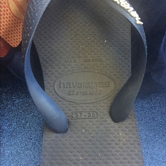 HAVAIANAS NAVY BLUE Frm BRAZIL Sandals 37-38 - Picture 4 of 4